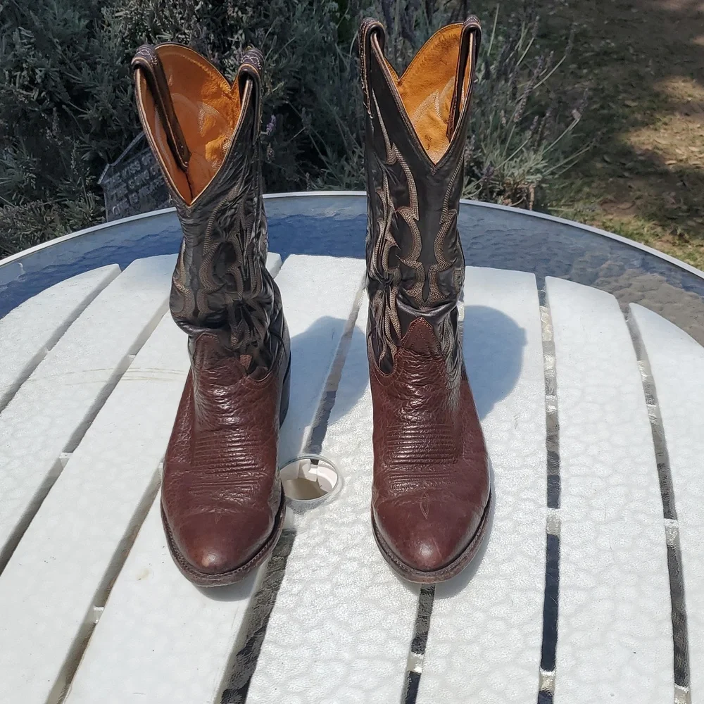 Tony Lama Vintage Gold Label Shark Skin Boots Men's Size 8.5 D. GUC Style# 8809